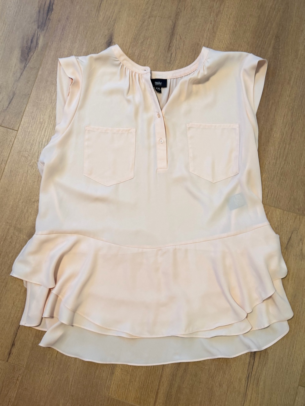 Mossimo Supply Co. Pale Blush Ruffle-Hem Sleeveless Blouse